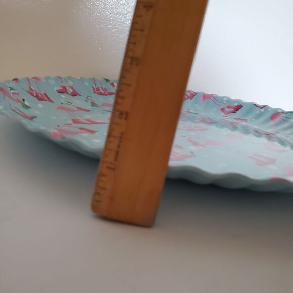 New Sigrid Olsen Melamine Platter Appetizer Serving Blue Pink Flamingo Christmas - Picture 12 of 12